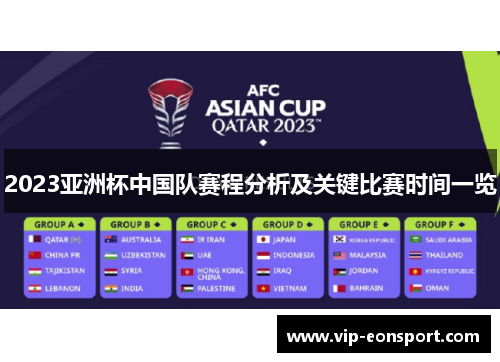 2023亚洲杯中国队赛程分析及关键比赛时间一览 2023亚洲杯中国队赛程分析及关键比赛时间一览