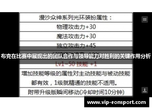 布克在比赛中展现出的团队合作与领导能力对胜利的关键作用分析